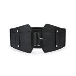 SYMOL Women's Wide Stretchy Cinch Belt Waist 26-62inch Corset Belt Chunky Buckle Belt Wide Waist Belt Coats 2.95" wide (Black, waist:33"-39")