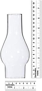 B&P Lamp Small 2 1/8 Inch Base by 6 1/2 Inch Tall Clear Glass Chimney for Oil Lamps and Antique Style Lighting