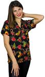 King Kameha Funky Hawaiian Blouse, Christmas Music, Black, M