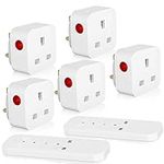 Remote Control Plug Socket, SURNICE 13A/3120W Wireless Remote Switch, 40m/130ft Operating Range for Household Appliances, 5 Pack Sockets and 2 Remote, Batteries Included