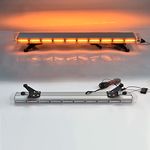 12V-28V 80 LED Amber/White Interval LED Light Wrecker Beacon Flashing Light Strobe Light Bar Emergency LED Light Bar Trailer LED Light Bar (COB 47 inch Amber)