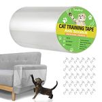 Lewondr Anti-Scratch Cat Scratching Deterrent Tape, 7.87x118 inches Transparent Clear Cat Scratch Furniture Protector, Single Side Cat Scratch Training Tape with 30 Pins for Couch,Carpet,Doors