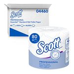 Kimberly-Clark 04460 White Scott 2-Ply Standard Roll Bath Tissue, 4" W x 4.1' L (Pack of 80)