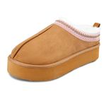 Jessica Simpson Women's Open Back Platform Microsuede Clog Slipper, Tan, Medium