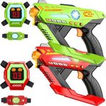 CheerCrew Gun Toy Set of 2 Rechargeable with Infrared Technology Gun Sets for Indoor & Outdoor Play – Fun Birthday Gift for Boys & Girls Ages 8 9 10 11 12+ Years Old (Green&Red)