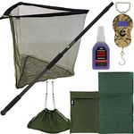 42" Carp Fishing Net 2m Handle Screw Fix Unhooking Mat Weighing Sling & Scale LCD Fish Aid Spray Deluxe Case Bundle