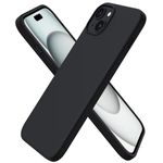 ORNARTO Compatible with iPhone 15 Plus Case 6.7, Slim Liquid Silicone 3 Layers Full Covered Soft Gel Rubber Case Protective Cover 6.7 inch-Black