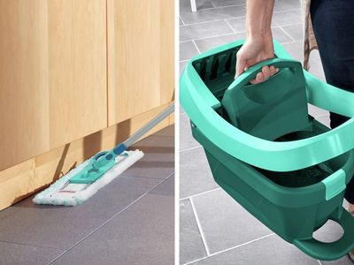 Leifheit Profi XL Mop and Bucket Set – 42cm Microfibre Floor Mop, Turquoise