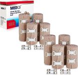 Elastic Compression Bandage Wrap - Premium Quality (Set of 8) w/Hooks, Athletic Sport Support Tape Rolls for Ankle, Wrist, Arm, Leg Sprains First Aid Bandages Measure (4)- 4" x 5 Ft (4)- 3" x 5 Ft