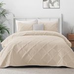 Exclusivo Mezcla Quilt Set California King Size, Soft Modern Striped Brich Beige Cal King Quilt Bedding Set for All Seasons, Lightweight Quilt Bedspread Coverlet Set (1 Quilt, 2 Pillow Shams)