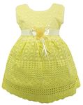 little PANDA Girls Fit & Flare Knee Length Embroidered Dress (Yellow, 2-3 Years)