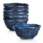 vicrays Ceramic Small Dessert Bowls Set - 10 oz, Set of 6, Microwave, Oven and Dishwasher Safe, for Rice, Ice Cream, Soup, Snacks, Cereal, Side Dishes, Kitchen Bowls Set (Starry Blue)