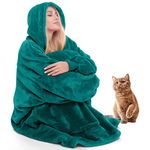 Oversized Wearable Blanket Hoodie for Women Men, Thick Plush Fleece Hoodie Blanket Sweatshirt with Giant Hood & Pocket, Cozy Hooded Blanket Adult as A Gift Indoor & Outdoor, Green