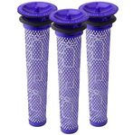 3 Pack Washable Pre Filters Replacement kit for Dyson V6 V7 V8 DC58 DC59 DC61 DC62, Cordless Vacuum Cleaners Replacements Part # 965661-01