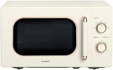 COMFEE' 20L 700W Cream Compact Microwave Oven – 5 Power Levels, Defrost Function, Manual Control & Safety Lock, Ideal for Small Home & Kitchen, CMO-M202NC(CM)