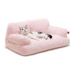 Pet Couch Bed, Washable Cat Beds for Medium Small Dogs & Cats up to 25 lbs, Dog Beds with Non-Slip Bottom, Fluffy Cat Couch, 26×19×13 Inch