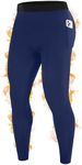 RIKUAOU Men's Fleece Lined Compression Pants, Thermal Base Layer with Pockets, Cold Weather Bottoms for Running, Training Skiing Navy Blue
