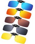 5 Pairs Polarized Clip-On Sunglasses Rimless Flip Up Anti-Glare Driving Glasses (Various Color, 2.36 x 1.57 Inch)