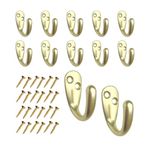 HOWTOOL Robe Towel Hooks Bathroom Coat Hook Wall Mounted 35 lbs Champagne Brass 12 Pack