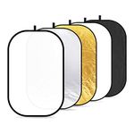 Neewer Portable 5 in 1 120x180cm/47 x71 Translucent, Silver, Gold, White, and Black Collapsible Round Multi Disc Light Reflector for Studio or Any Photography Situation