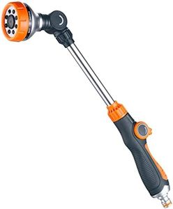 GRIFEMA GE1305 Watering Lance, Extended Hose Pipe Spray Gun with 8 Modes, Watering Wand for Hanging Basket Watering, Lawn Watering, Car Washing, Pet Bathing [Amazon Exclusive],Orange/Black