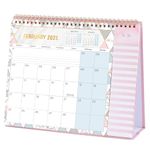 Desk Calendar 2025 - Desk Calendar 2025 UK from Jan. 2025 to Dec. 2025, 12 Month Desk Calendar 2025 UK with To Do List, 26.7 x 21.8 x 7.8 cm - Pink…