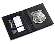 Dress Up America Kids Police ID holder Black - badge holder Pretend Play Slim Wallet - New Card Case lether wallet