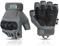 Glove Station The Fingerless Tactical Rubber Knuckle Gloves for Men Outdoor Sports Training Motorcycling, Gray, Medium