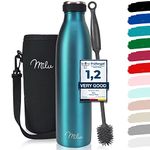 Milu Stainless Steel Drinking Bottle 750ml - Thermo Bottle, Insulated Water Bottle, Leak Proof Insulated Bottle Double Walled, Carbonated - incl. Cleaning Brush (Green, 750ml)