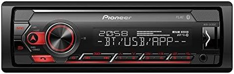 PIONEER MVH-S420BT 1-DIN Receiver with Bluetooth, Red Illumination, USB, Spotify, Pioneer Smart Sync App and Compatible with Apple and Android Devices.