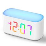 ONLAKE Rainbow Alarm Clock for Bedrooms, Large Display Digital Clocks, 7 Color Night Light, Dual Alarm, Battery Backup, Dimmer, Adjustable Volume, Simple Basic Colorful Alarm Clock for Kids, Teens