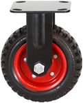 POWERTEC 6 Inch Caster Wheels, Heavy Duty Fixed Plate Casters with Rubber Knobby Tread for Workbench, Dolly, Cart, Trolley, Wagon and Chicken Coop, Large Rubber Castor Wheels, 1PK (17052V)