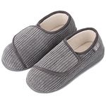 LongBay Womens Slippers Diabetic Shoes Wide Width for Edema Swollen Feet Arthritis Neuropathy Non Slip Indoor Outdoor, French Grey, 7