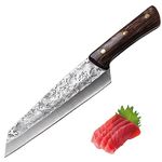 Fubinaty Chef's Knife 7 Inch Kiritsuke Knife Handmade Forged Cooking Knife High Carbon Steel Full Tang Kitchen Slicing Knife with Wood Handle