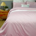 Blue Dahlia Cotton Sateen Weave 300TC Stripes Duvet/Quilt/Comforter Cover for for Double Bed-1 Duvet Cover |SA 8000,Oeko-TEX Certified| Soft Duvet Covers with Button Closure(85" x 98")-Pale Lilac