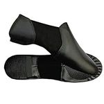 Slip On Jazz Dance Shoes Soft Leather Split Sole - Modern Stage Neoprene Dance Shoes Rubber Heel Black