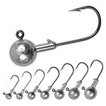 Round Ball Fishing Jig Heads, 20pcs Unpainted Jig Heads Ball Head Jig Fishing Hooks for Saltwater Freshwater Bass Trout Crappie Swimbait Fishing Jigs