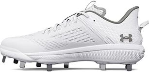 Under Armour Men's Yard Low MT Baseball Cleat, (100) White/White/Metallic Silver, 11.5