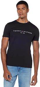 Tommy Hilfiger CORE TOMMY LOGO TEE, Camiseta para Hombre, Negro (Jet Black), L