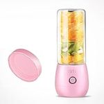 InciFuerza 400ML Portable Fruit Blender, Personal Size USB Rechargeable Personal Mixer for Smoothie and Shakes, Mini Blender with Six Blades for Baby Food, Travel, Gym (Pink)