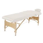 GreenLife® Basic™ 28 Inches Width Height Adjustable Portable 2 Fold Massage Reiki Facial Table Bed with Free Carrying Bag & Head Rest & Arm Rests (All Included, White)