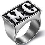 Jude Jewelers Stainless Steel Motorcycle Biker MC Ring, Metal, Cubic Zirconia