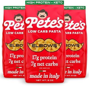 Pete's Pasta 3 Pack Elbow Noodles Pasta 8oz – 7g Low Carb Pasta – 17g High Protein Pasta – Authentic Italian Keto Pasta Noodles – Healthy Low Calorie Elbow Pasta – Wheat Pasta Imported from Italy