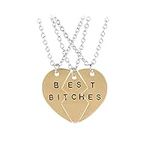 ShiQiao Spl Friendship Gifts for Women BFF Necklace for 3 Girls Birthday Gifts for Best Friend Bestie Best Bitchs Gifts