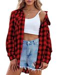 Zeagoo Womens Classic Button Fitted Buffalo Plaid Shirt Western Shirt Red X-Large Long Sleeve