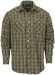 Gioberti Men's Western Plaid Long Sleeve Shirt with Pearl Snap-on, Sage/Olive/Khaki, X Large