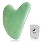 Flagest Gua Sha Tool, Nature Jade Stone Guasha Massage Tool for Scraping Facial and SPA Acupuncture Therapy - Heart Shape Jade Trigger Point Treatment on Face (Jade)