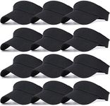 Ultrafun Unisex Sports Sun Visor Adjustable UV Protection Sun Hat Cap for Beach Pool Golf Tennis (12Pack-Black)