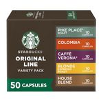 Nespresso Starbucks Capsules, Favorites Variety Pack (Box of 5, 50 Pods, Compatible with Nespresso Original Machines)