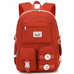 Makukke School Backpacks for Teen Girls - Cute Anime Kids Bookbag Women Casual Daypack， Red Backpack